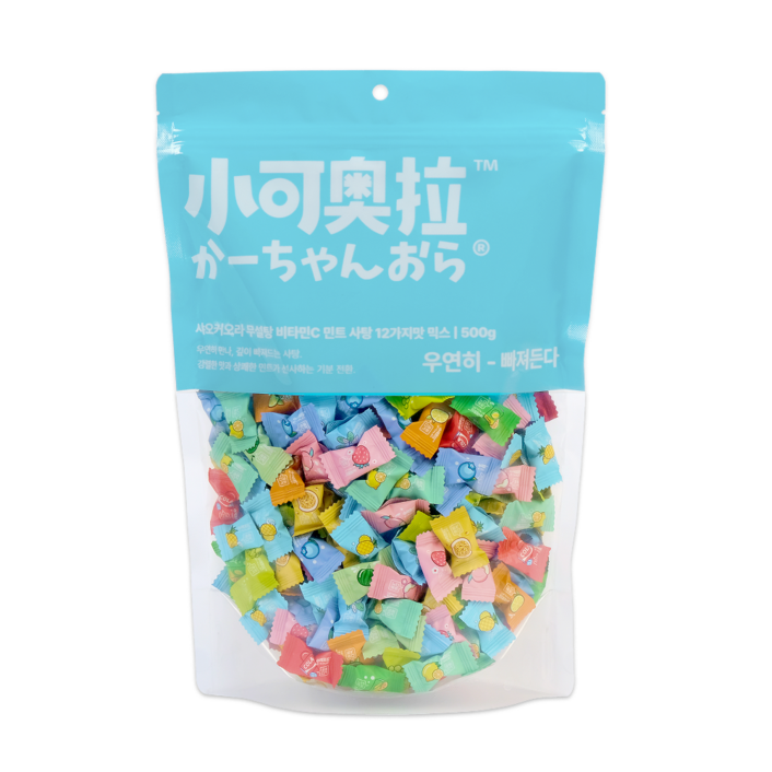 샤오커오라 정품 무설탕 제로당 비타민C 민트 박하 미니 과일 사탕 캔디 중형 12가지맛 믹스