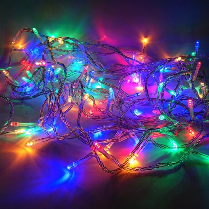 선세이브 LED 은하수전구 100구 투명선정류기 세트 크리스마스 트리 전구 캠핑 조명 무드등, RGB4색