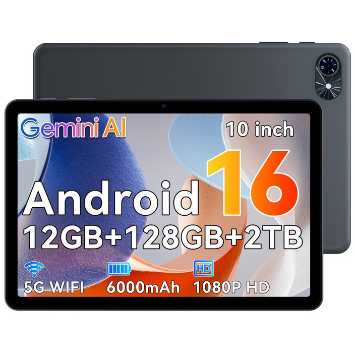 TABWEE 10인치 Android16 Gemini AI2.0 태블릿 12GB+128GB 2TB확장 120Hz 5GWiFi 6000mAh 테블릿 pc