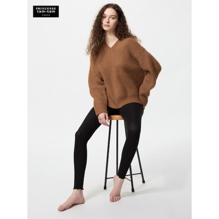 일본유니클로 여성 극난 히트텍 캐시미어 블렌드 리브 레깅스 2컬러