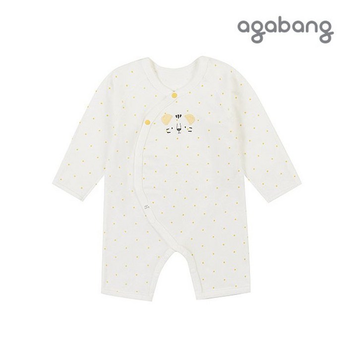 아가방 봄 배내 우주복 신생아 아기 배냇 베넷 수트 가운 옐로스타