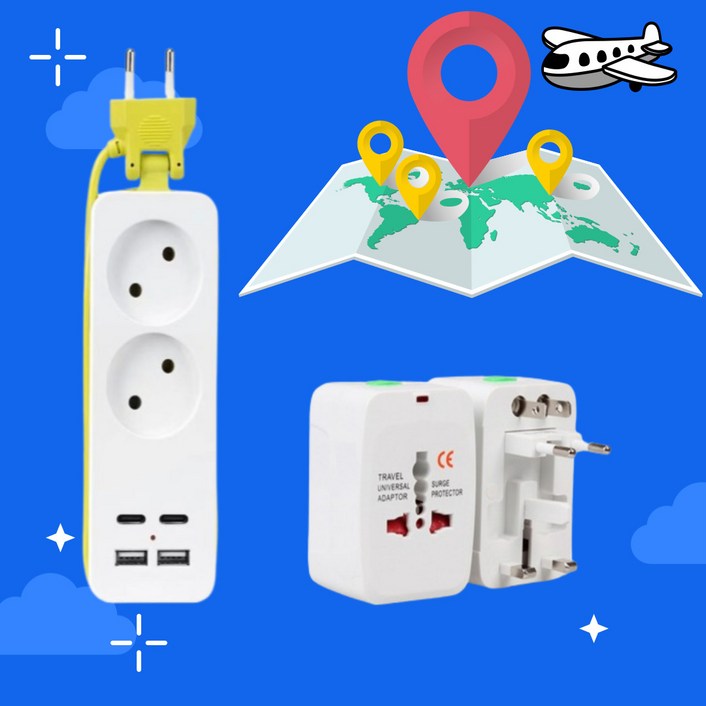 여행용 휴대용 USB 2구 C타입 미니플러그 콘센트 해외여행준비물 전세계사용