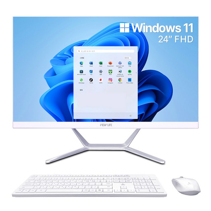 뷰라이프 24형 일체형PC N5095 정품 윈도우11 Pro 포함 무선키보드마우스 증정, 128GB, 8GB, 화이트, APD238N5, WIN11 Pro
