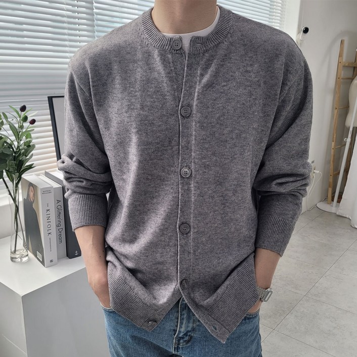 당일출고 남자 가디건 라운드넥 스웨터 간절기 cardigan