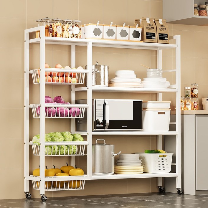 Kleeno 다용도 이동식 철제선반 탈착식 그물바구니 길이 800/900/1150mm 주방 베란다 거실선반