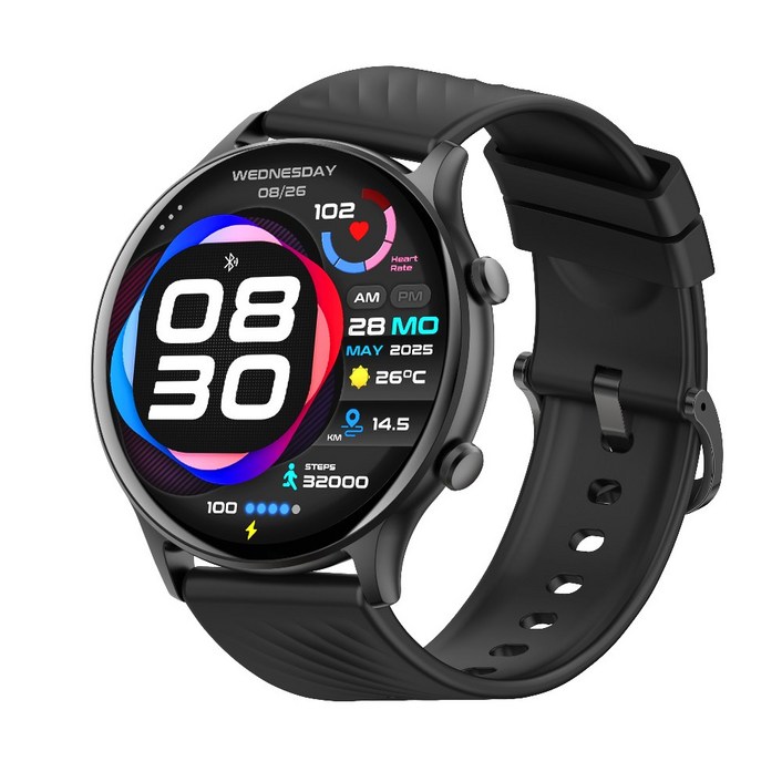 PEJE 운동 건강 24시간 모니터링 블루투스 통화 스마트워치, GPS + 블루투스, 4.9cm, 검정색