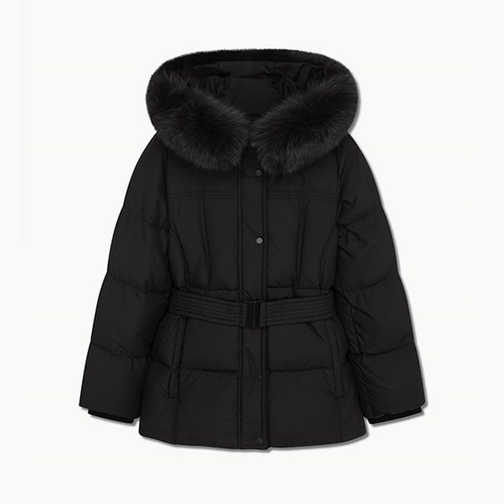 리스트 폭스퍼 후드 벨티드 덕다운 점퍼 TSDJPP82100 BK