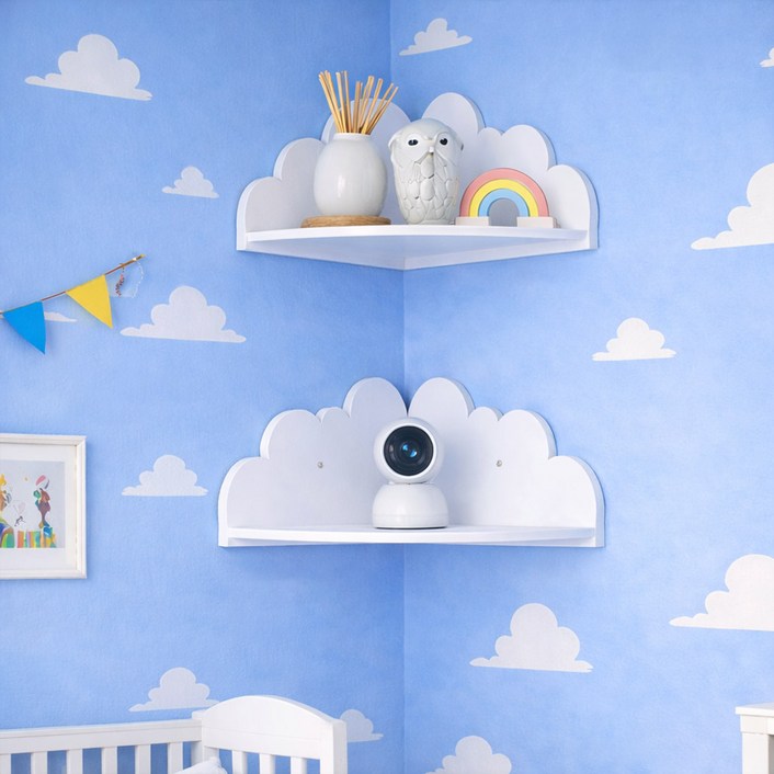 블레오 무타공 아기방 홈캠 구름 코너 선반