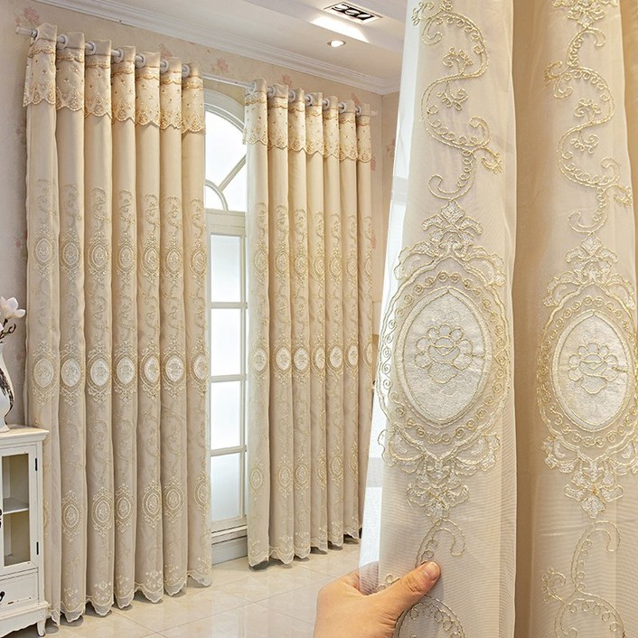 HAROO 아일렛형 유럽식 궁정 럭셔리 고급 암막 이중 커튼 11