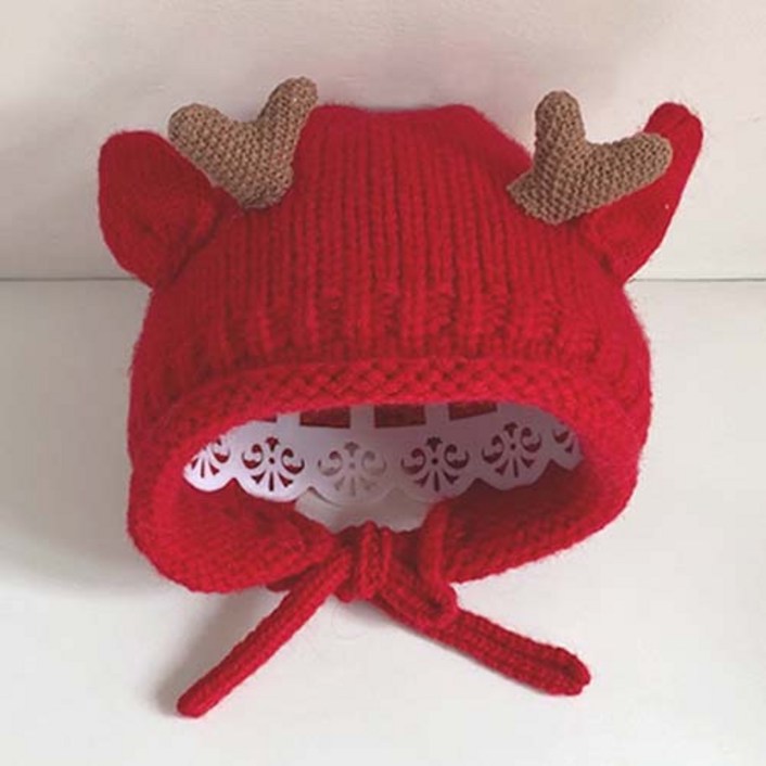 루돌프 니트 겨울모자 키즈 돌아기 백일 크리스마스 선물