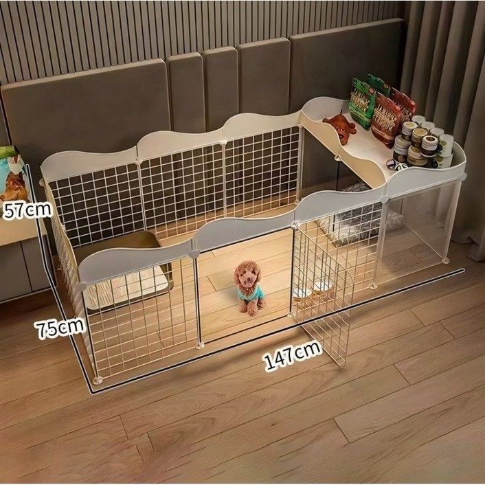 애완용 울타리 개 울타리 실내의 작은 개와 집 화장실과 가정용 울타리 고양이와 개 울타리가 있습니다