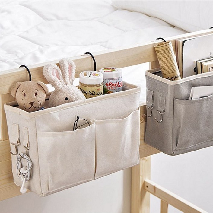 소품 정리함 주머니 사이드 다용도 베드 틈새 포켓 벽걸이 수납함 걸이형 아기 걸이 수납 침대 천 걸기 홀더 디스펜스 형 벽 좁은 빈틈 모퉁이 틈세 멀티 함 SG-3DJ13-4845, 화이트