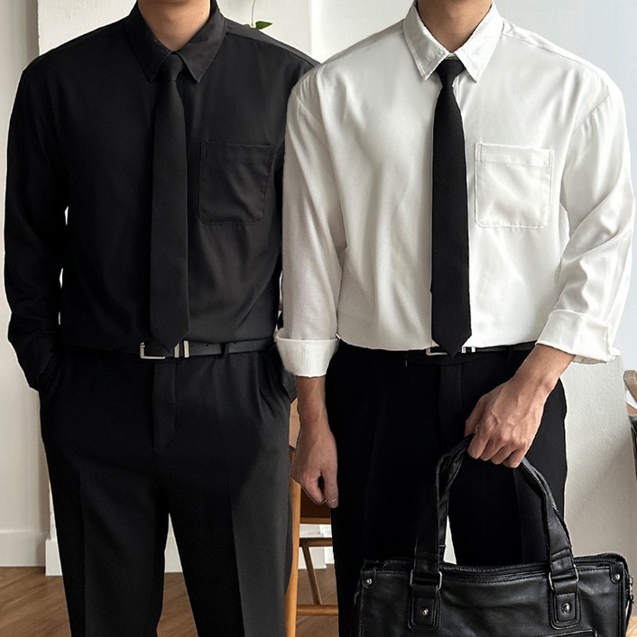 남자 남성 구김방지 링클프리 스판 긴팔 와이 셔츠 정장 셔츠  캐주얼 남방 빅사이즈 사계절