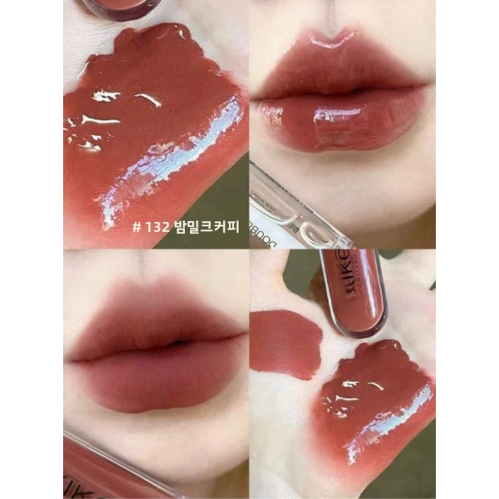 fizz 립글로우 키코 메이크업 더블 립 글로스 103 립스틱 거울 광택 밀크티 콩 페이스트 색상 투명 유리 도매