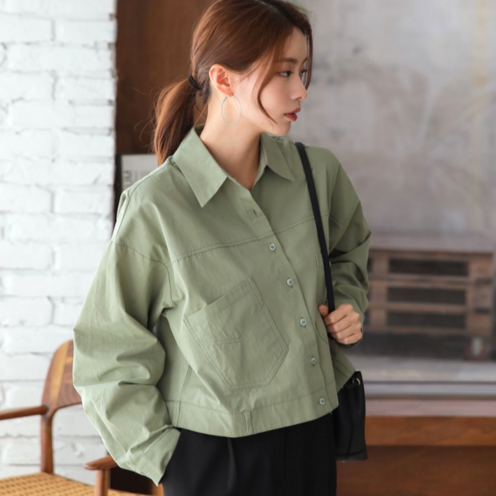 [리우] 여성용 크롭 자켓 간절기 가을 셔츠 블라우스 4colors