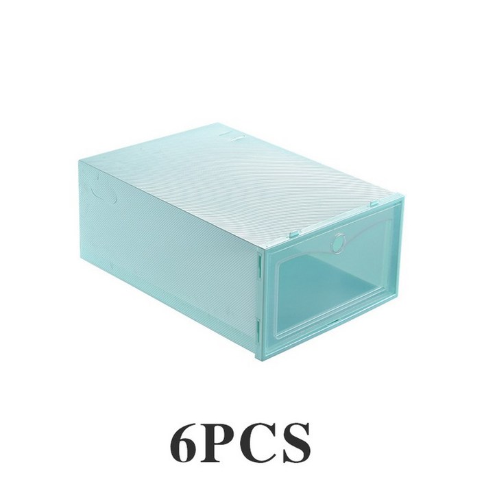 폴딩 박스 수납함 정리함 6PCS 투명 플라스틱 폴더 형 신발 상자 두꺼운 방진 및 방수 Foldable 가정용 조, 02 green_01 S