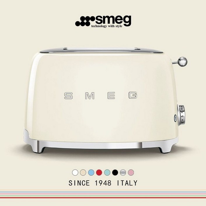 스메그 토스터기 스테인리스 제빵기 SMEG 뚜껑포함, 크림화이트, 기본 색상