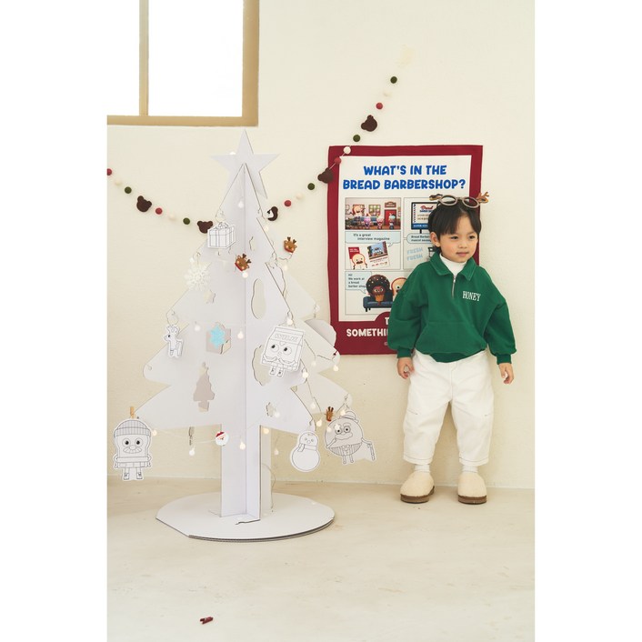 [키즈바래] 크리스마스 종이 트리 만들기 엄마표 미술놀이 크리스마스 용품 브레드이발소 크리스마스 꾸미기 집콕놀이 어린이인증제품 만들기놀이 유치원 교구