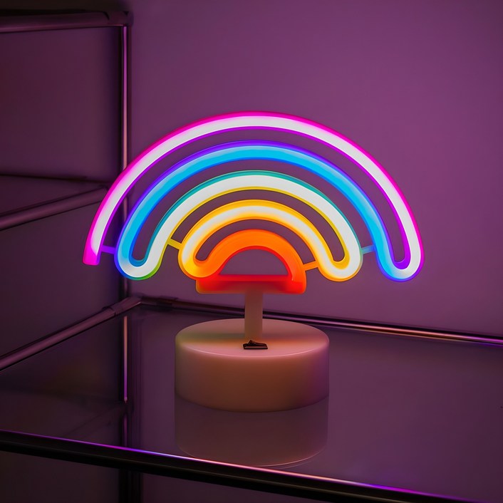 루아즈 LED 네온사인 인테리어 감성 무지개 단스탠드 무드등