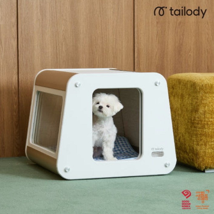 강아지방음부스 테일로디 케어펫 뮤트 프리미엄 반려동물을 위한 쾌적하고 아늑한 방음하우스, 슬라이드/화이트, 1개