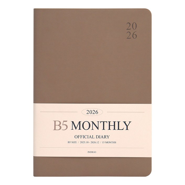[인디고] 2026 오피셜 B5 먼슬리 다이어리 / 날짜형 월간 스케줄러 플래너 업무용