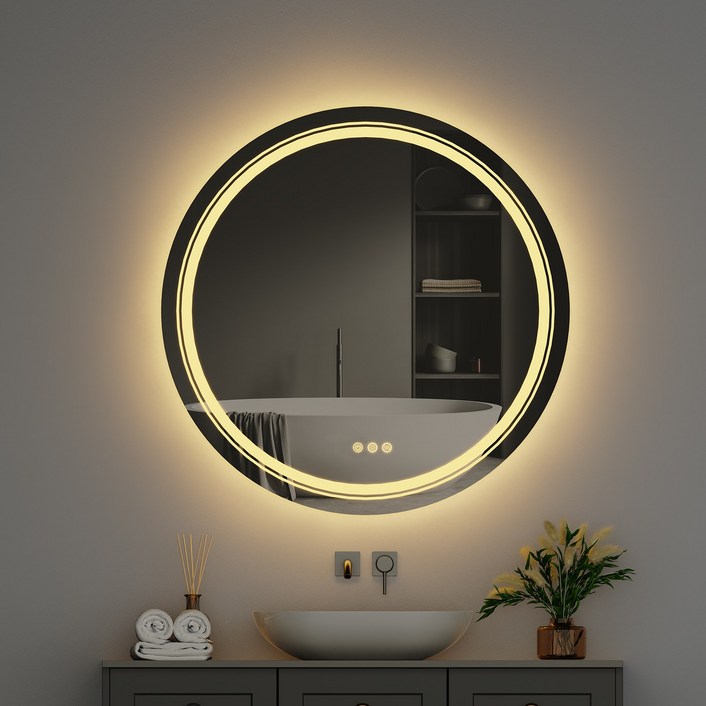 LED 스마트 욕실 벽걸이 거울 원형 조명거울 600mm 6870479215