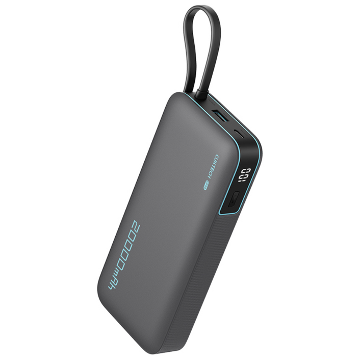 CUKTECH 쿡테크 55W 대용량 20000mAh 일체형 보조배터리 고속 충전 보조배터리 삼성 45W 보조배터리/전력 표시/여행용 기내반입, 회색