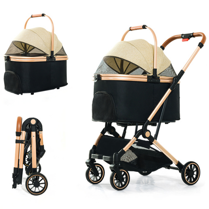 FODOSS 강아지 유모차 접이식 분리형 알루미늄 합금 개모차 야외 산책 옷감 고양이유모차