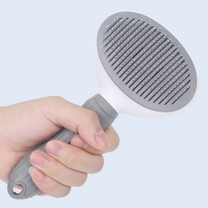 개냥아치 반려동물 부드러운 저자극 원터치 브러쉬 빗, 1개, 그레이