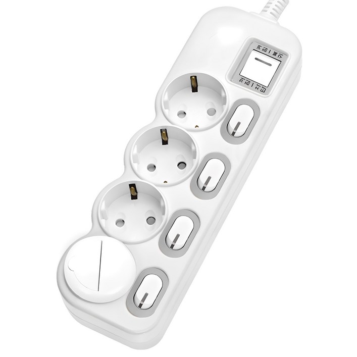 에코파워탭 LED 개별 과부하차단 멀티탭 전선형 4구 EPML304SS 안전커버, 2m, 화이트 랜덤 발송, 1개