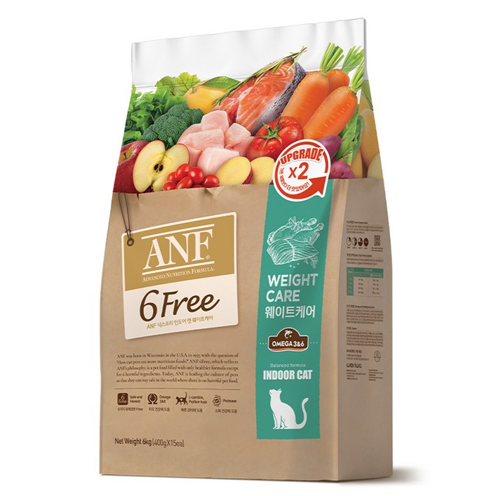 ANF 고양이 식스프리 인도어 웨이트케어 기능성 사료, 다이어트(체중감소), 6kg, 1개