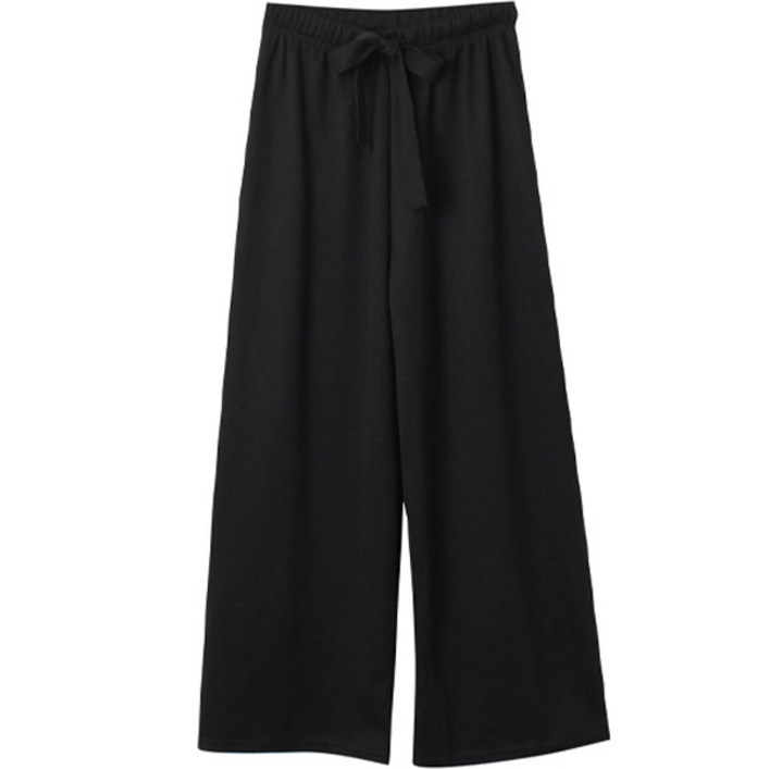 여성용 니모시 울 데일리 밴딩 니트 일자 팬츠