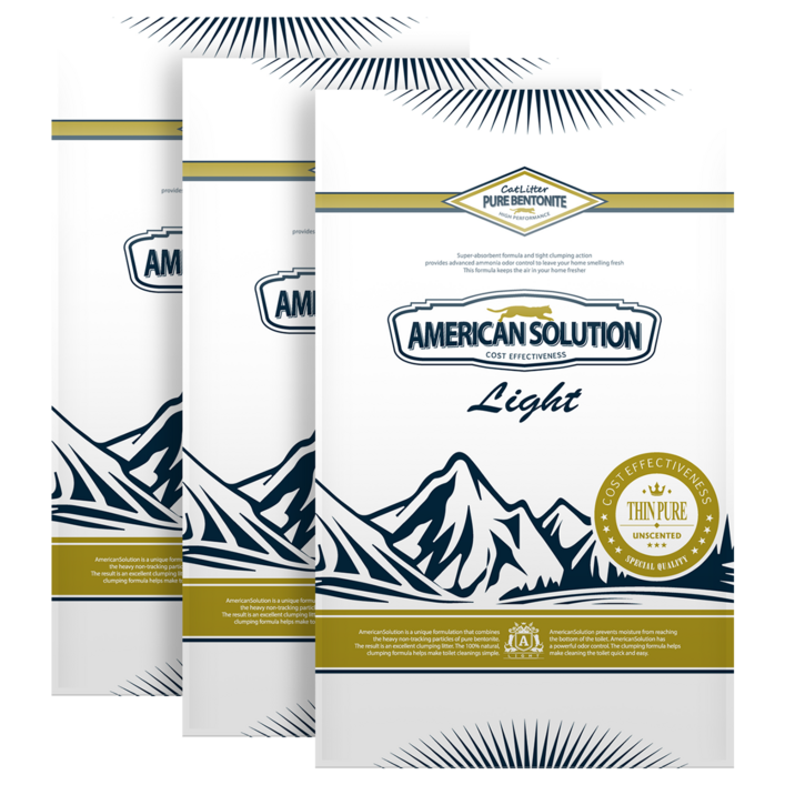 아메리칸솔루션 라이트 씬퓨어 고양이 모래, 6kg, 3개, 무향