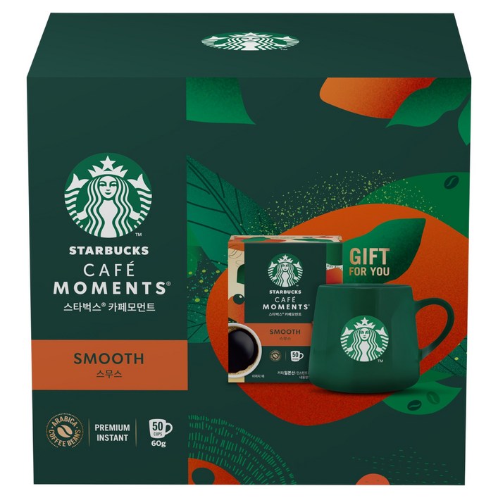 스타벅스 카페모먼트 스무스 커피  그린 머그 세트, 1.2g, 50개입, 1세트