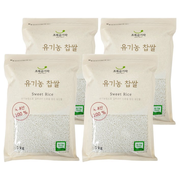 초록숟가락 유기농 찹쌀, 1kg, 4개