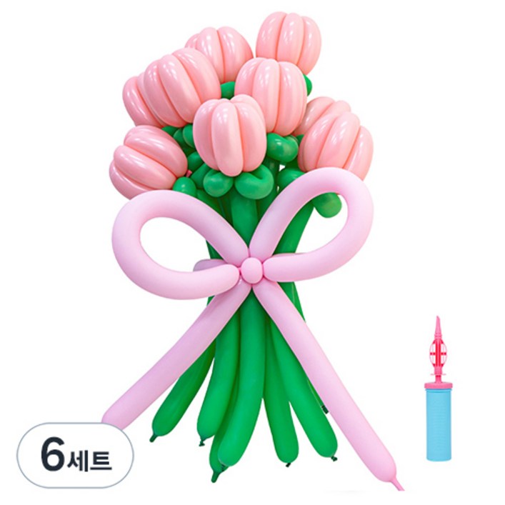 인블룸 DIY 풍선 꽃다발 만들기 세트, 핑크그린, 6세트