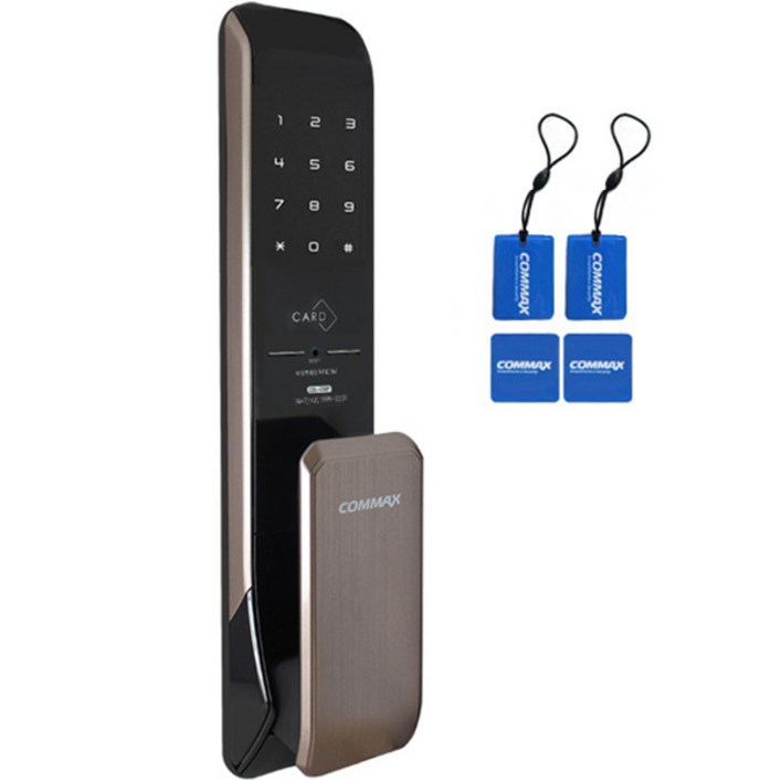 COMMAX 푸시풀 디지털도어락 기본 열쇠식 CDL-230P 라이트브라운, CDL-230P