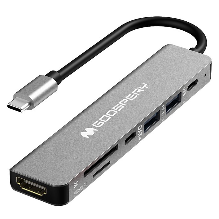 구스페리 7포트 USB 3.0 HDMI C타입 멀티허브, 단일색상, 1개