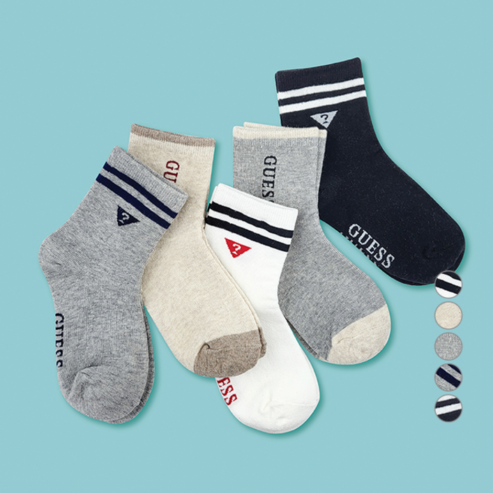 게스 아동용 로고믹스 중목 양말 5종 세트 GSK08