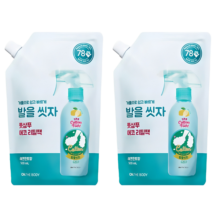 온더바디 코튼풋 발을 씻자 풋샴푸 레몬민트향 에코 리필팩