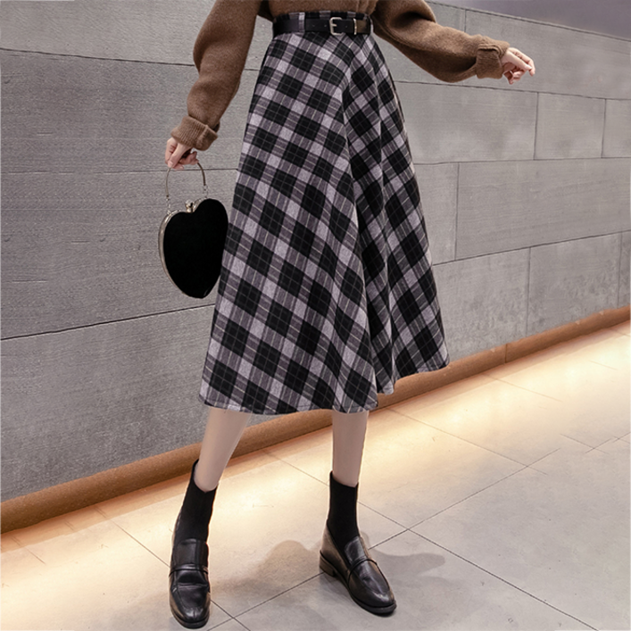 루나걸 다온 모직 체크 스커트