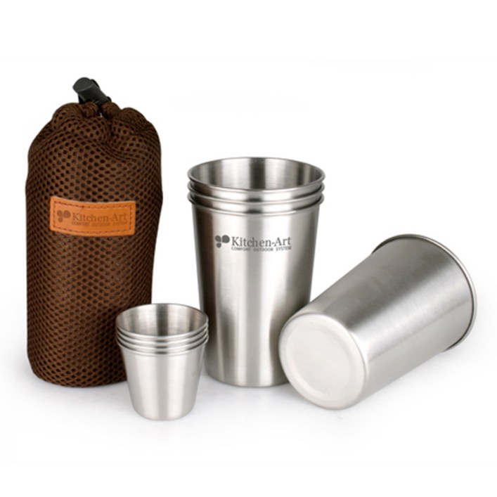 리빙글로리 엣지 캠핑컵, 350ml4P 50ml4P, 1세트