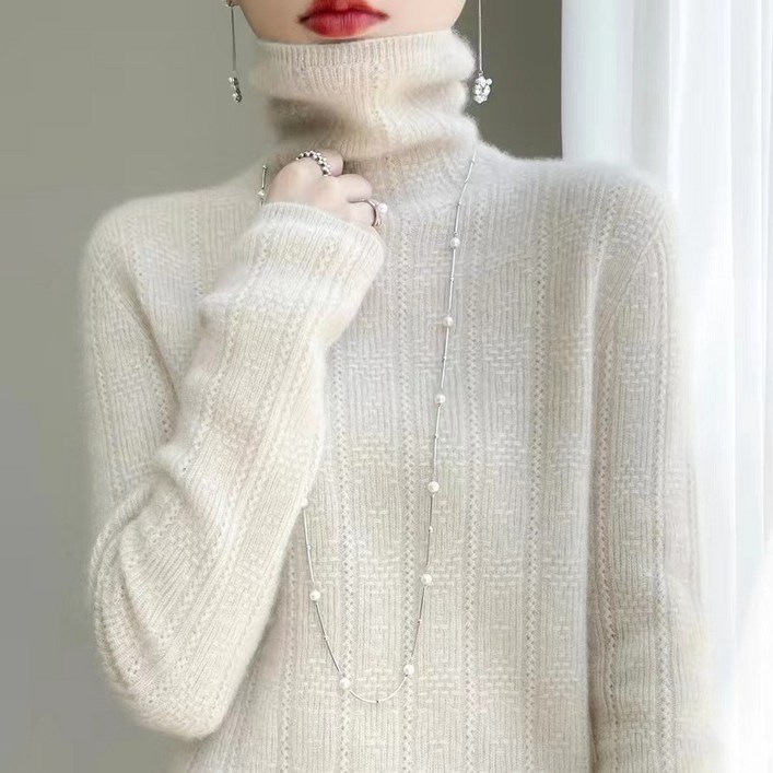 피어니스트 여성용 부드러운 스웨터 폴라넥 니트 티셔츠