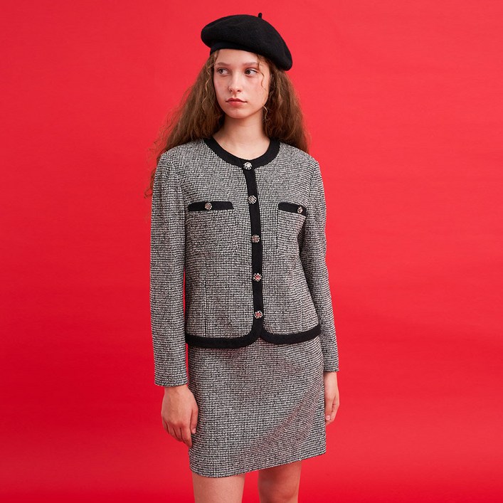 올리브데올리브 여성용 하운드 체크 투인원 원피스