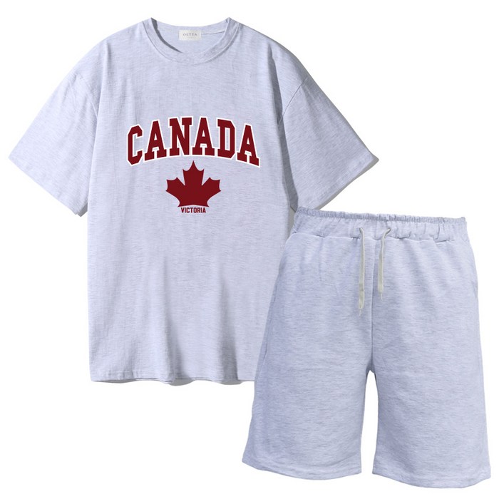 오에타 캐나다 더블 코튼 오버사이즈 반팔 티셔츠  더블 오버핏 숏팬츠 세트