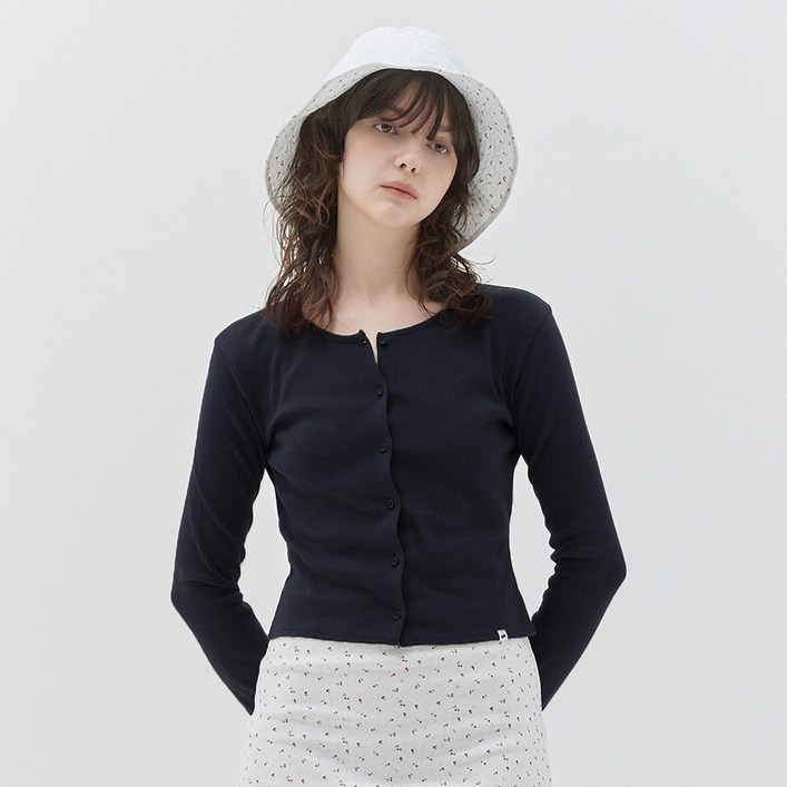 키르시 여성용 플레인 라운드넥 슬림 가디건