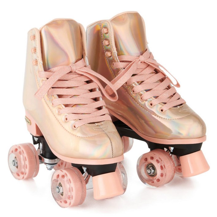 휠러스 여성용 롤러스케이트 롱부츠, 연핑크, 1세트