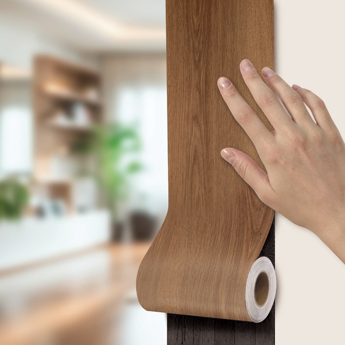 지엔홈 붙이기 쉬운 스티커형 띠벽지 몰딩시트 DRM-13, 캐러맬애쉬 무늬목