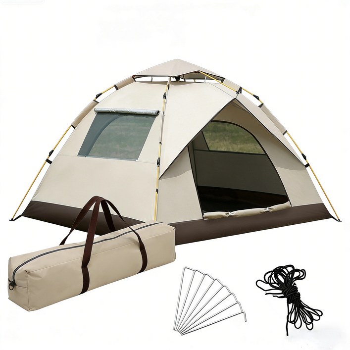 자외선차단 원터치 자동 텐트 2-4인 가족 캠핑 그늘막 텐트 초간편 설치