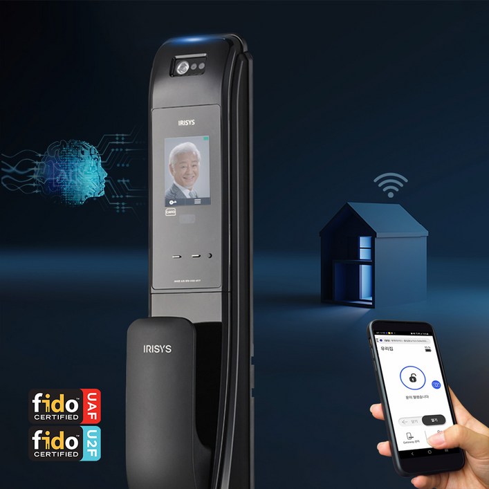 아이리시스 Ai 얼굴 인식 도어락 IFP7080 IoT 인공지능 안면인식 스마트폰 원격 제어 잠금해제 출입관리 사진 촬영전송, 방문설치, 7080 IoT게이트웨이 패키지